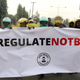 Members of the Transportation Hailing Alliance of Nigeria (THAN) protest against the ban of commercial motorcycles in Lagos Jan. 31, 2020.